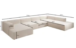 Designer Sofa Lesley U XXL in Strukturstoff