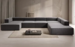 Designer Sofa Lesley U XXL in Strukturstoff