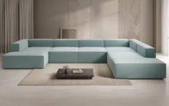 Designer Sofa Lesley U XXL in Strukturstoff
