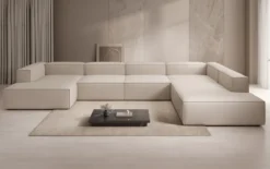 Designer Sofa Lesley U XXL in Stoff