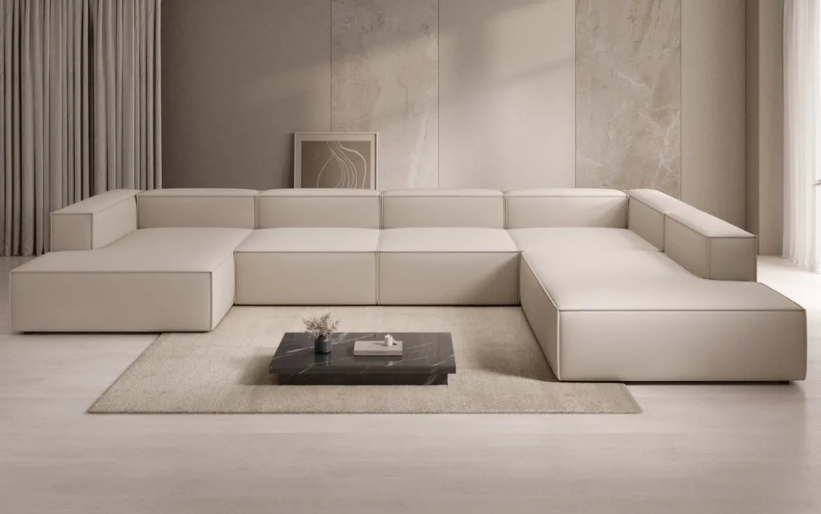 Designer Sofa Lesley U XXL in Stoff