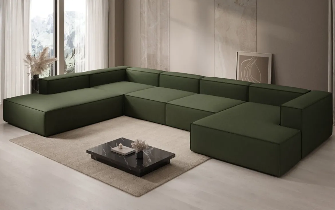 Designer Sofa Lesley U XXL in Stoff