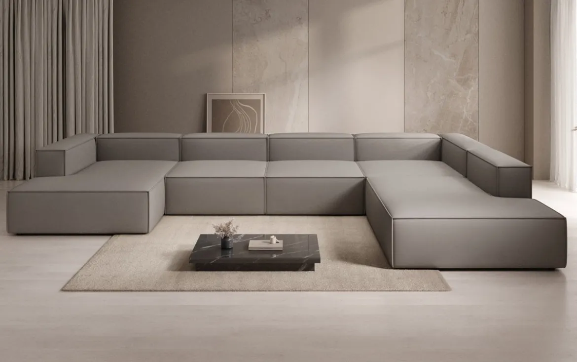 Designer Sofa Lesley U XXL in Stoff