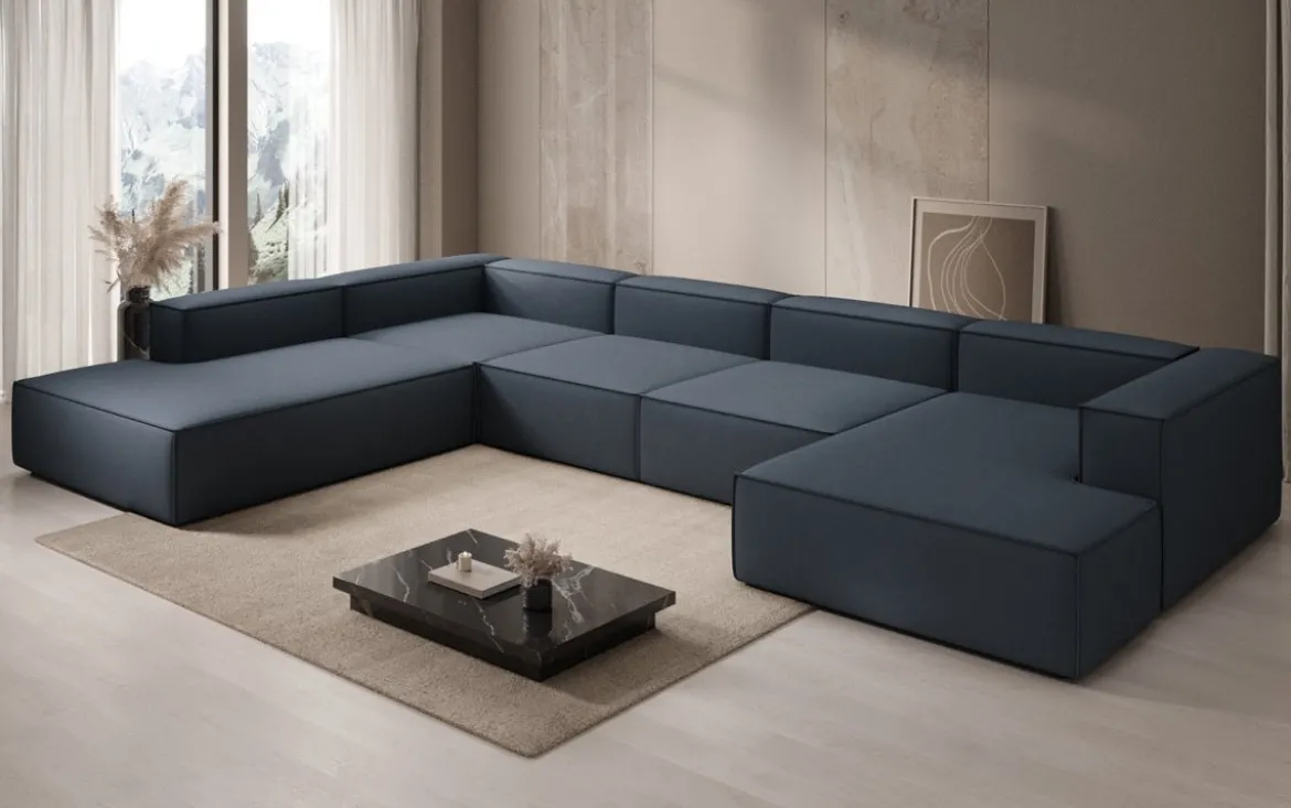 Designer Sofa Lesley U XXL in Stoff