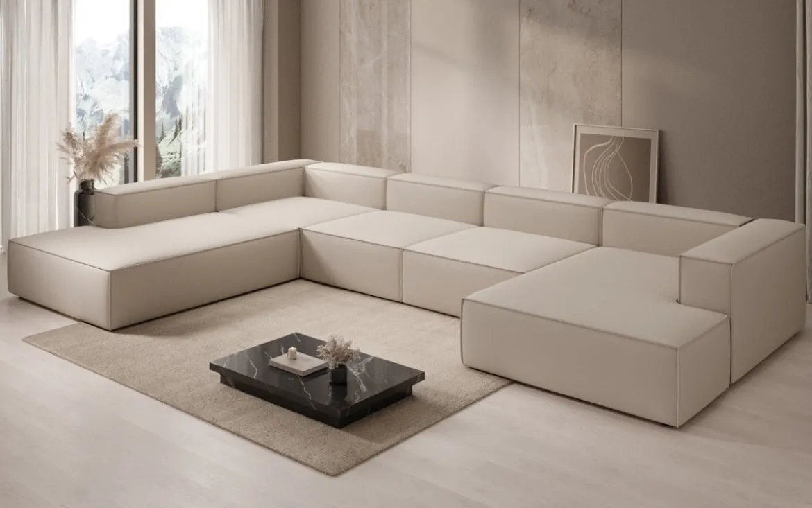 Designer Sofa Lesley U XXL in Stoff