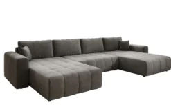 Designer Sofa Leveno U mit Schlaf- und Klappfunktion in Samt
