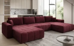 Designer Sofa Leveno U mit Schlaf- und Klappfunktion in Samt
