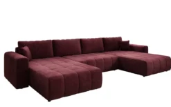 Designer Sofa Leveno U mit Schlaf- und Klappfunktion in Samt