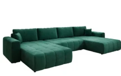 Designer Sofa Leveno U mit Schlaf- und Klappfunktion in Samt