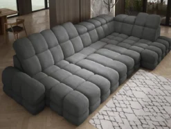 Designer Sofa Lima U mit elektrischer Schlaffunktion in Bouclé