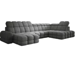 Designer Sofa Lima U mit elektrischer Schlaffunktion in Bouclé