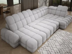 Designer Sofa Lima U mit elektrischer Schlaffunktion in Bouclé