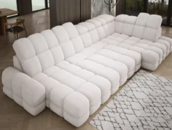 Designer Sofa Lima U mit elektrischer Schlaffunktion in Bouclé