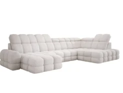 Designer Sofa Lima U mit elektrischer Schlaffunktion in Bouclé