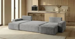 Designer Sofa Lunaro U Mini mit Schlaffunktion und Stauraum in Cord
