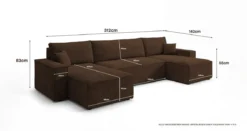 Designer Sofa Lunaro U Mini mit Schlaffunktion und Stauraum in Cord