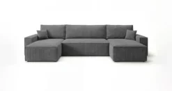 Designer Sofa Lunaro U Mini mit Schlaffunktion und Stauraum in Cord