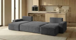 Designer Sofa Lunaro U Mini mit Schlaffunktion und Stauraum in Cord