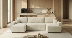 Designer Sofa Lunaro U Mini mit Schlaffunktion und Stauraum in Cord
