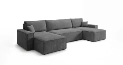 Designer Sofa Lunaro U Mini mit Schlaffunktion und Stauraum in Cord
