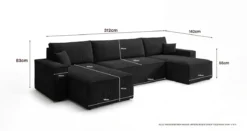 Designer Sofa Lunaro U Mini mit Schlaffunktion und Stauraum in Cord