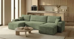 Designer Sofa Lunaro U Mini mit Schlaffunktion und Stauraum in Cord