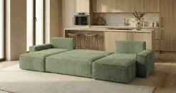 Designer Sofa Lunaro U Mini mit Schlaffunktion und Stauraum in Cord