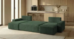 Designer Sofa Lunaro U Mini mit Schlaffunktion und Stauraum in Cord