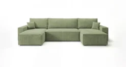 Designer Sofa Lunaro U Mini mit Schlaffunktion und Stauraum in Cord