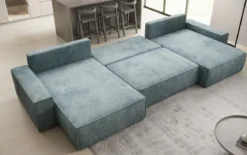Designer Sofa Lunaro U mit Schlaffunktion und Stauraum in Cord