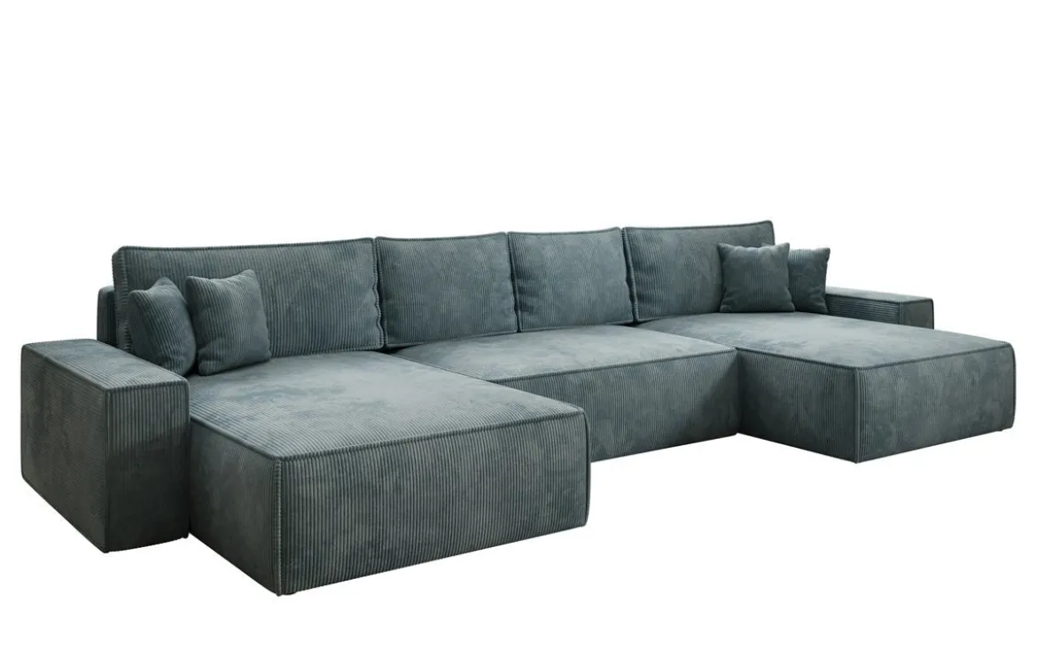 Designer Sofa Lunaro U mit Schlaffunktion und Stauraum in Cord