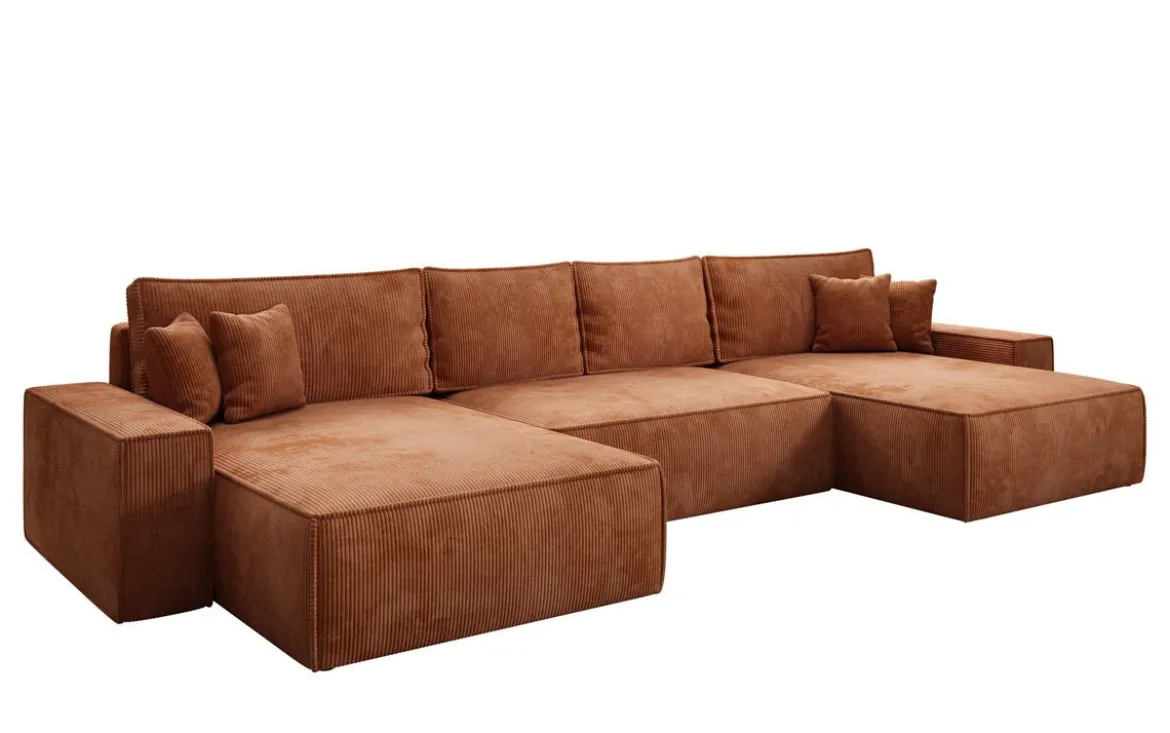 Designer Sofa Lunaro U mit Schlaffunktion und Stauraum in Cord
