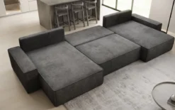 Designer Sofa Lunaro U mit Schlaffunktion und Stauraum in Cord