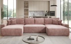 Designer Sofa Lunaro U mit Schlaffunktion und Stauraum in Cord