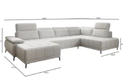 Designer Sofa Lyra U mit elektrischer Schlaffunktion in Echtleder