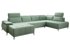 Designer Sofa Lyra U mit elektrischer Schlaffunktion in Echtleder