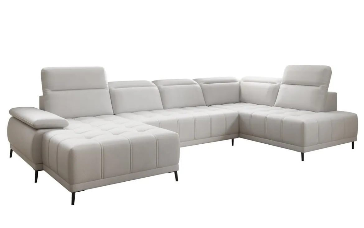 Designer Sofa Lyra U mit elektrischer Schlaffunktion in Echtleder