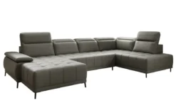 Designer Sofa Lyra U mit elektrischer Schlaffunktion in Echtleder