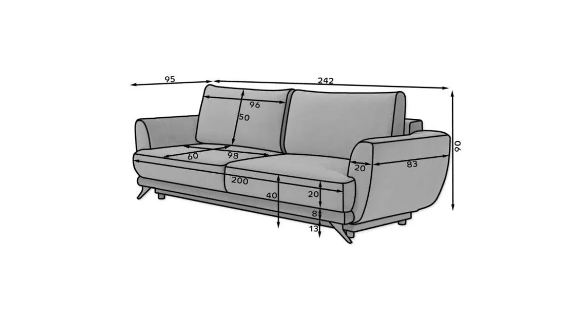 Designer Sofa Megan mit Schlaffunktion und Stauraum
