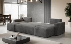 Designer Sofa Melva U mit Schlaf- und Klappfunktion in Cord