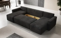 Designer Sofa Melva U mit Schlaf- und Klappfunktion in Cord