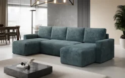 Designer Sofa Melva U mit Schlaf- und Klappfunktion in Cord