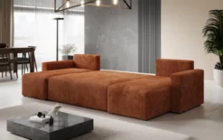 Designer Sofa Melva U mit Schlaf- und Klappfunktion in Cord