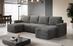 Designer Sofa Melva U mit Schlaf- und Klappfunktion in Cord