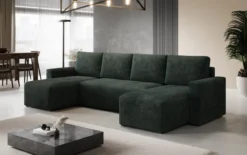 Designer Sofa Melva U mit Schlaf- und Klappfunktion in Cord