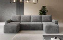 Designer Sofa Melva U mit Schlaf- und Klappfunktion in Cord