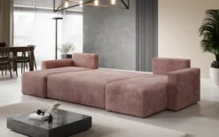 Designer Sofa Melva U mit Schlaf- und Klappfunktion in Cord