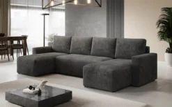 Designer Sofa Melva U mit Schlaf- und Klappfunktion in Cord