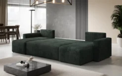 Designer Sofa Melva U mit Schlaf- und Klappfunktion in Cord