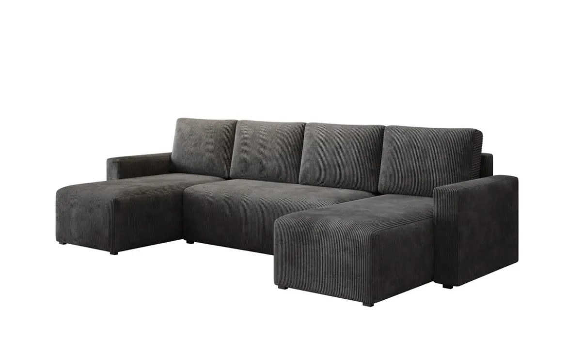 Designer Sofa Melva U mit Schlaf- und Klappfunktion in Cord